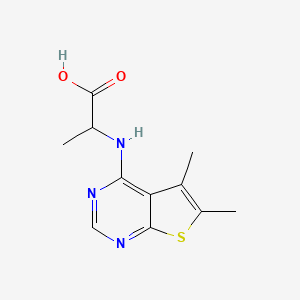 molecular formula C11H13N3O2S B2502754 2-(5,6-Dimethyl-thieno[2,3-d]pyrimidin-4-ylamino)-propionic acid CAS No. 955966-34-4