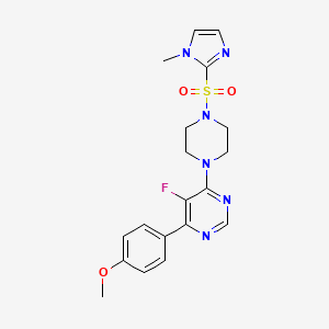 molecular formula C19H21FN6O3S B2502755 5-Fluoro-4-(4-methoxyphenyl)-6-[4-(1-methylimidazol-2-yl)sulfonylpiperazin-1-yl]pyrimidine CAS No. 2380191-84-2