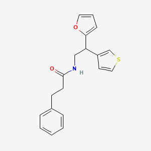 molecular formula C19H19NO2S B2502759 N-(2-(furan-2-yl)-2-(thiophen-3-yl)ethyl)-3-phenylpropanamide CAS No. 2097857-46-8