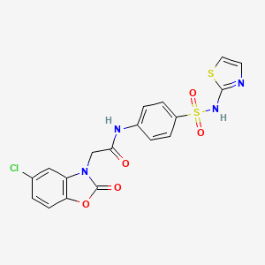 molecular formula C18H13ClN4O5S2 B2502764 2-(5-氯-2-氧代苯并[d]恶唑-3(2H)-基)-N-(4-(N-(噻唑-2-基)磺酰胺)苯基)乙酰胺 CAS No. 902254-97-1