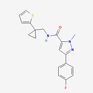 molecular formula C19H18FN3OS B2502765 3-(4-氟苯基)-1-甲基-N-((1-(噻吩-2-基)环丙基)甲基)-1H-吡唑-5-甲酰胺 CAS No. 1396858-69-7