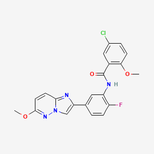 molecular formula C21H16ClFN4O3 B2502769 5-氯-N-(2-氟-5-(6-甲氧基咪唑并[1,2-b]哒嗪-2-基)苯基)-2-甲氧基苯甲酰胺 CAS No. 953168-80-4