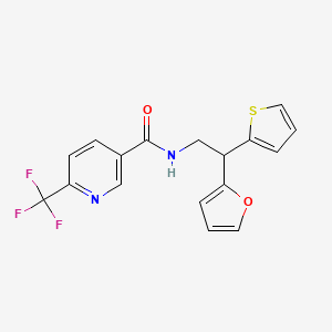 molecular formula C17H13F3N2O2S B2502770 N-[2-(呋喃-2-基)-2-(噻吩-2-基)乙基]-6-(三氟甲基)吡啶-3-甲酰胺 CAS No. 2097900-43-9