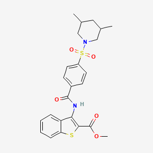 molecular formula C24H26N2O5S2 B2502776 Methyl 3-(4-((3,5-dimethylpiperidin-1-yl)sulfonyl)benzamido)benzo[b]thiophene-2-carboxylate CAS No. 397289-54-2