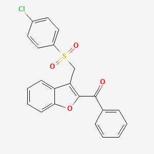 molecular formula C22H15ClO4S B2502795 (3-{[(4-Chlorophenyl)sulfonyl]methyl}-1-benzofuran-2-yl)(phenyl)methanone CAS No. 339275-76-2