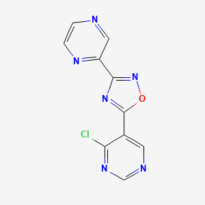 molecular formula C10H5ClN6O B2502797 4-Chloro-5-(3-pyrazin-2-yl-1,2,4-oxadiazol-5-yl)pyrimidine CAS No. 1370598-55-2