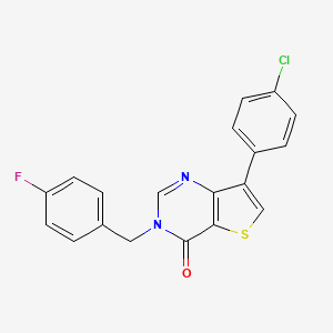 molecular formula C19H12ClFN2OS B2502799 7-(4-chlorophenyl)-3-(4-fluorobenzyl)thieno[3,2-d]pyrimidin-4(3H)-one CAS No. 1105223-68-4