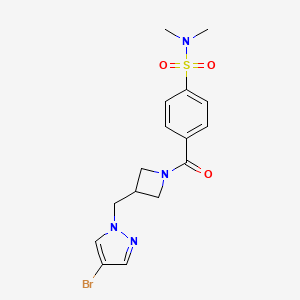 molecular formula C16H19BrN4O3S B2502808 4-{3-[(4-溴-1H-吡唑-1-基)甲基]氮杂环丁烷-1-羰基}-N,N-二甲苯-1-磺酰胺 CAS No. 2415582-75-9