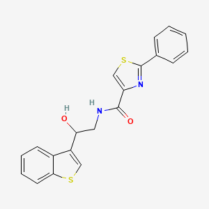 molecular formula C20H16N2O2S2 B2502813 N-(2-(benzo[b]thiophen-3-yl)-2-hydroxyethyl)-2-phenylthiazole-4-carboxamide CAS No. 2034602-38-3