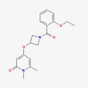 molecular formula C19H22N2O4 B2502822 4-((1-(2-ethoxybenzoyl)azetidin-3-yl)oxy)-1,6-dimethylpyridin-2(1H)-one CAS No. 2034426-65-6