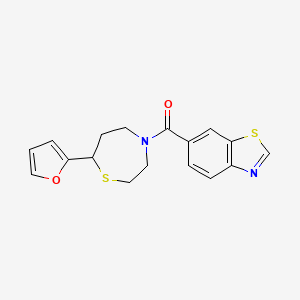 molecular formula C17H16N2O2S2 B2502823 Benzo[d]thiazol-6-yl(7-(furan-2-yl)-1,4-thiazepan-4-yl)methanone CAS No. 1787882-71-6