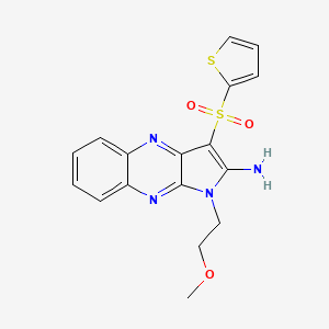 molecular formula C17H16N4O3S2 B2502833 1-(2-甲氧基乙基)-3-(噻吩-2-基磺酰基)-1H-吡咯并[2,3-b]喹喔啉-2-胺 CAS No. 845804-31-1