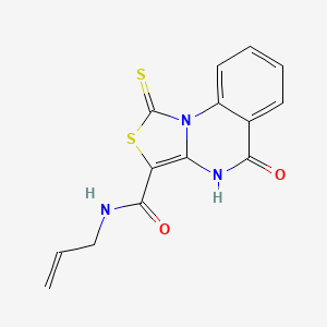 molecular formula C14H11N3O2S2 B2502836 N-allyl-5-oxo-1-thioxo-4,5-dihydro-1H-thiazolo[3,4-a]quinazoline-3-carboxamide CAS No. 443108-56-3