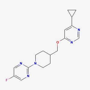 molecular formula C17H20FN5O B2502840 2-(4-(((6-Cyclopropylpyrimidin-4-yl)oxy)methyl)piperidin-1-yl)-5-fluoropyrimidine CAS No. 2320150-09-0