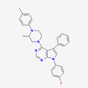 molecular formula C30H28FN5 B2502841 4-[7-(4-fluorophenyl)-5-phenyl-7H-pyrrolo[2,3-d]pyrimidin-4-yl]-2-methyl-1-(4-methylphenyl)piperazine CAS No. 477240-51-0