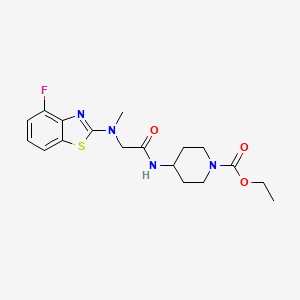 molecular formula C18H23FN4O3S B2502850 Ethyl 4-(2-((4-fluorobenzo[d]thiazol-2-yl)(methyl)amino)acetamido)piperidine-1-carboxylate CAS No. 1396878-78-6
