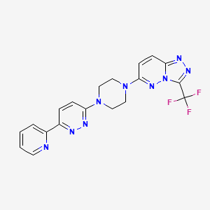 molecular formula C19H16F3N9 B2502855 6-[4-(6-Pyridin-2-ylpyridazin-3-yl)piperazin-1-yl]-3-(trifluoromethyl)-[1,2,4]triazolo[4,3-b]pyridazine CAS No. 2380178-38-9