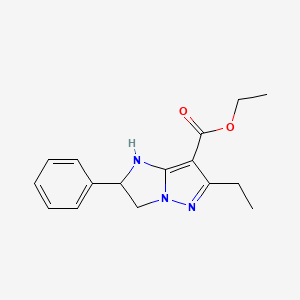 molecular formula C16H19N3O2 B2502863 ethyl 6-ethyl-2-phenyl-2,3-dihydro-1H-imidazo[1,2-b]pyrazole-7-carboxylate CAS No. 1986550-37-1