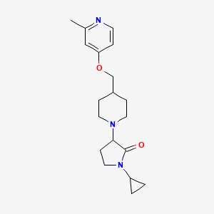 molecular formula C19H27N3O2 B2502866 1-Cyclopropyl-3-[4-[(2-methylpyridin-4-yl)oxymethyl]piperidin-1-yl]pyrrolidin-2-one CAS No. 2379948-31-7