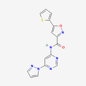 molecular formula C15H10N6O2S B2502869 N-(6-(1H-pyrazol-1-yl)pyrimidin-4-yl)-5-(thiophen-2-yl)isoxazole-3-carboxamide CAS No. 1448131-60-9