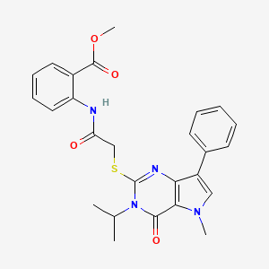 molecular formula C26H26N4O4S B2502878 methyl 2-(2-{[5-methyl-4-oxo-7-phenyl-3-(propan-2-yl)-3H,4H,5H-pyrrolo[3,2-d]pyrimidin-2-yl]sulfanyl}acetamido)benzoate CAS No. 1112034-85-1