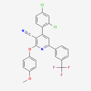 molecular formula C26H15Cl2F3N2O2 B2502879 4-(2,4-二氯苯基)-2-(4-甲氧基苯氧基)-6-[3-(三氟甲基)苯基]吡啶-3-腈 CAS No. 341965-00-2