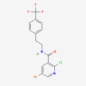 molecular formula C15H11BrClF3N2O B2502880 5-溴-2-氯-N-{2-[4-(三氟甲基)苯基]乙基}吡啶-3-甲酰胺 CAS No. 1281149-29-8