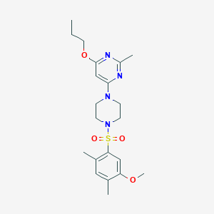 molecular formula C21H30N4O4S B2502886 4-(4-((5-Methoxy-2,4-dimethylphenyl)sulfonyl)piperazin-1-yl)-2-methyl-6-propoxypyrimidine CAS No. 946354-31-0