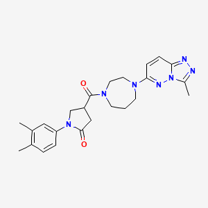 molecular formula C24H29N7O2 B2502887 1-(3,4-Dimethylphenyl)-4-[4-(3-methyl-[1,2,4]triazolo[4,3-b]pyridazin-6-yl)-1,4-diazepane-1-carbonyl]pyrrolidin-2-one CAS No. 2319638-14-5