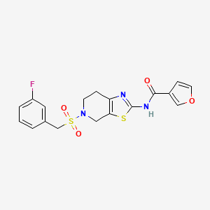 molecular formula C18H16FN3O4S2 B2502893 N-(5-((3-fluorobenzyl)sulfonyl)-4,5,6,7-tetrahydrothiazolo[5,4-c]pyridin-2-yl)furan-3-carboxamide CAS No. 1428365-98-3