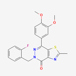 molecular formula C21H18FN3O3S B2502899 7-(3,4-dimethoxyphenyl)-5-(2-fluorobenzyl)-2-methylthiazolo[4,5-d]pyridazin-4(5H)-one CAS No. 941943-39-1