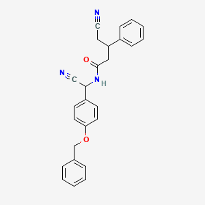 molecular formula C26H23N3O2 B2502900 N-{[4-(benzyloxy)phenyl](cyano)methyl}-4-cyano-3-phenylbutanamide CAS No. 1808739-14-1