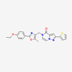molecular formula C23H20N4O3S B2502903 5-((2-(4-ethoxyphenyl)-5-methyloxazol-4-yl)methyl)-2-(thiophen-2-yl)pyrazolo[1,5-a]pyrazin-4(5H)-one CAS No. 1358281-05-6
