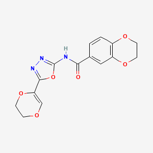 molecular formula C15H13N3O6 B2502904 N-(5-(5,6-dihydro-1,4-dioxin-2-yl)-1,3,4-oxadiazol-2-yl)-2,3-dihydrobenzo[b][1,4]dioxine-6-carboxamide CAS No. 851094-93-4
