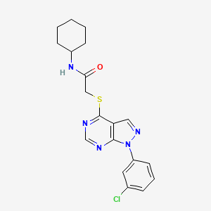 molecular formula C19H20ClN5OS B2502906 2-[1-(3-chlorophenyl)pyrazolo[3,4-d]pyrimidin-4-yl]sulfanyl-N-cyclohexylacetamide CAS No. 893919-91-0
