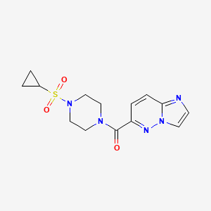 molecular formula C14H17N5O3S B2502910 1-(Cyclopropanesulfonyl)-4-{imidazo[1,2-b]pyridazine-6-carbonyl}piperazine CAS No. 2415527-10-3