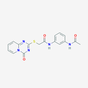 molecular formula C17H15N5O3S B2502911 N-(3-乙酰氨基苯基)-2-(4-氧代吡啶并[1,2-a][1,3,5]三嗪-2-基)硫代乙酰胺 CAS No. 896328-15-7