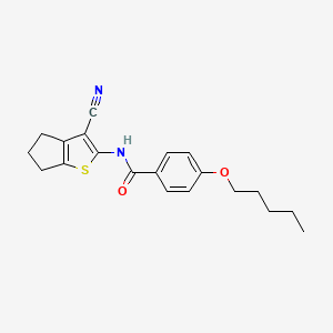 molecular formula C20H22N2O2S B2502927 N-(3-cyano-5,6-dihydro-4H-cyclopenta[b]thiophen-2-yl)-4-pentoxybenzamide CAS No. 477555-57-0