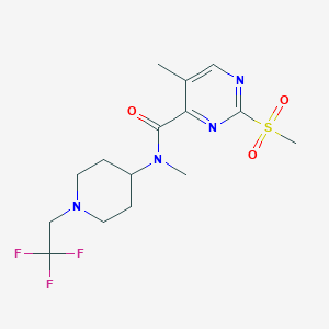 molecular formula C15H21F3N4O3S B2502930 N,5-Dimethyl-2-methylsulfonyl-N-[1-(2,2,2-trifluoroethyl)piperidin-4-yl]pyrimidine-4-carboxamide CAS No. 2248938-15-8