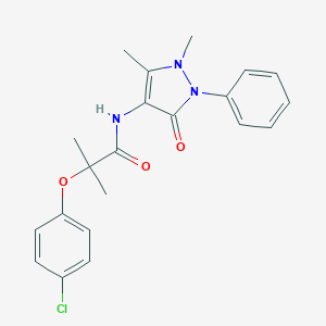 molecular formula C21H22ClN3O3 B250294 2-(4-chlorophenoxy)-N-(1,5-dimethyl-3-oxo-2-phenyl-2,3-dihydro-1H-pyrazol-4-yl)-2-methylpropanamide 