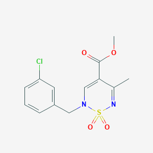 molecular formula C13H13ClN2O4S B2502947 methyl 2-(3-chlorobenzyl)-5-methyl-2H-1,2,6-thiadiazine-4-carboxylate 1,1-dioxide CAS No. 1775496-39-3