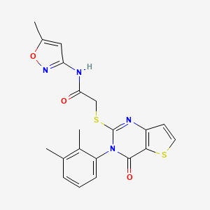 molecular formula C20H18N4O3S2 B2502956 2-{[3-(2,3-二甲苯基)-4-氧代-3,4-二氢噻吩并[3,2-d]嘧啶-2-基]硫代}-N-(5-甲基-1,2-恶唑-3-基)乙酰胺 CAS No. 1291835-56-7