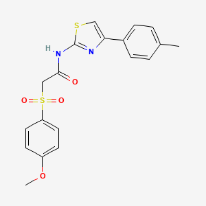 molecular formula C19H18N2O4S2 B2502960 2-((4-甲氧基苯基)磺酰基)-N-(4-(对甲苯基)噻唑-2-基)乙酰胺 CAS No. 922976-88-3