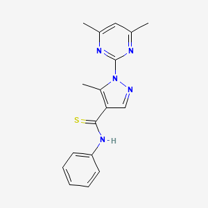 molecular formula C17H17N5S B2502972 1-(4,6-dimethylpyrimidin-2-yl)-5-methyl-N-phenyl-1H-pyrazole-4-carbothioamide CAS No. 301331-80-6