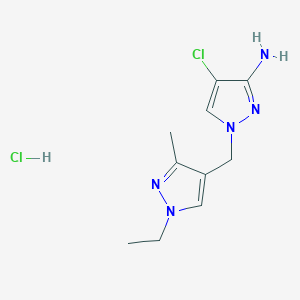 molecular formula C10H15Cl2N5 B2502981 4-Chloro-1-[(1-ethyl-3-methyl-1H-pyrazol-4-yl)methyl]-1h-pyrazol-3-amine hydrochloride CAS No. 1431965-09-1