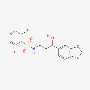 molecular formula C16H15F2NO5S B2502991 N-(3-(benzo[d][1,3]dioxol-5-yl)-3-hydroxypropyl)-2,6-difluorobenzenesulfonamide CAS No. 1421456-89-4