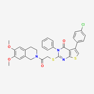 5-(4-chlorophenyl)-2-[2-(6,7-dimethoxy-3,4-dihydro-1H-isoquinolin-2-yl)-2-oxoethyl]sulfanyl-3-phenylthieno[2,3-d]pyrimidin-4-one