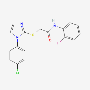 2-[1-(4-chlorophenyl)imidazol-2-yl]sulfanyl-N-(2-fluorophenyl)acetamide