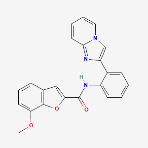 molecular formula C23H17N3O3 B2503039 N-(2-(imidazo[1,2-a]pyridin-2-yl)phenyl)-7-methoxybenzofuran-2-carboxamide CAS No. 1798465-48-1