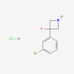 molecular formula C9H10BrClFN B2503041 3-(3-Bromophenyl)-3-fluoroazetidine;hydrochloride CAS No. 2413886-71-0